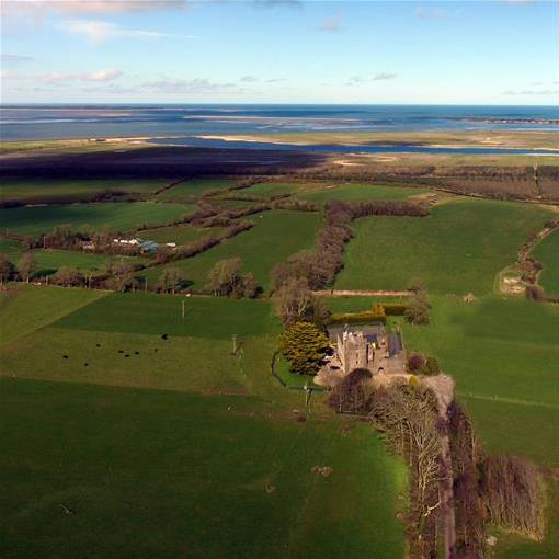 Aerial View of Killiane Castle and surrounding land to the sea